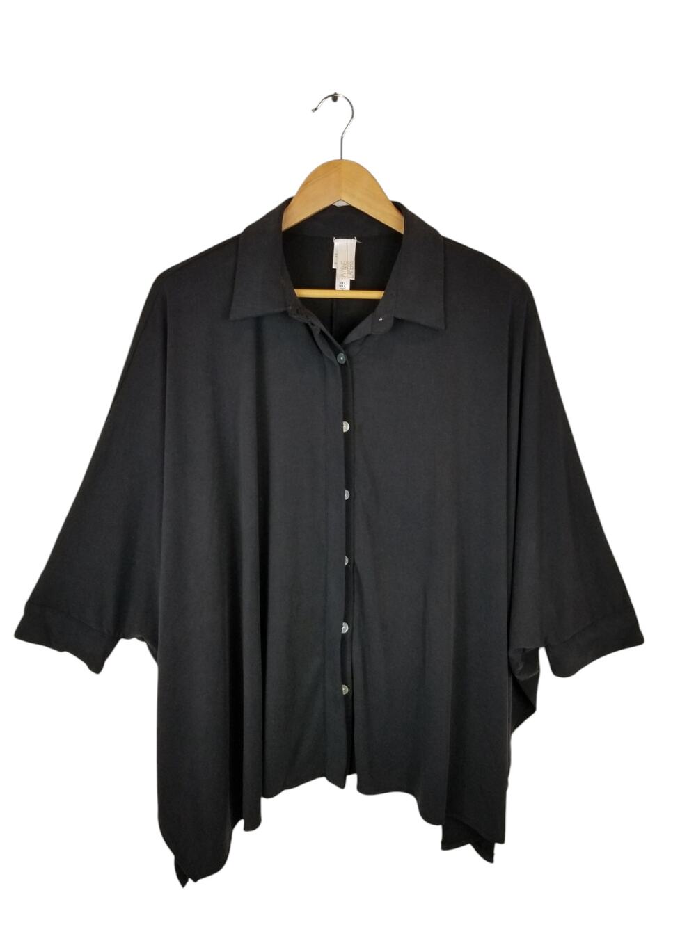 Marla Wynne Layers Drapey Unstructured Boxy Fit Button Down Shirt Size Large